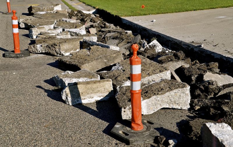 Demolition of Old Concrete Curbs